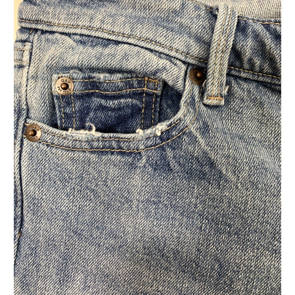 Gap Girlfriend Jeans Womens Size 25 Patches Light Wash Denim Distress Raw Hem - Picture 12 of 12
